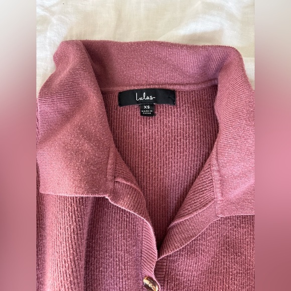 Lulu's Mauve Pink Collared Knit Long Sleeve Top Sweater - Picture 4 of 6
